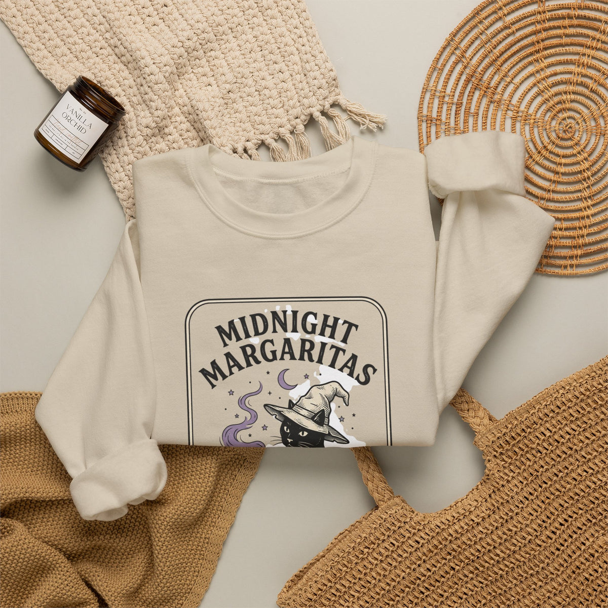 Midnight Margaritas witch cat illustration Sweatshirt | cocktail, occult