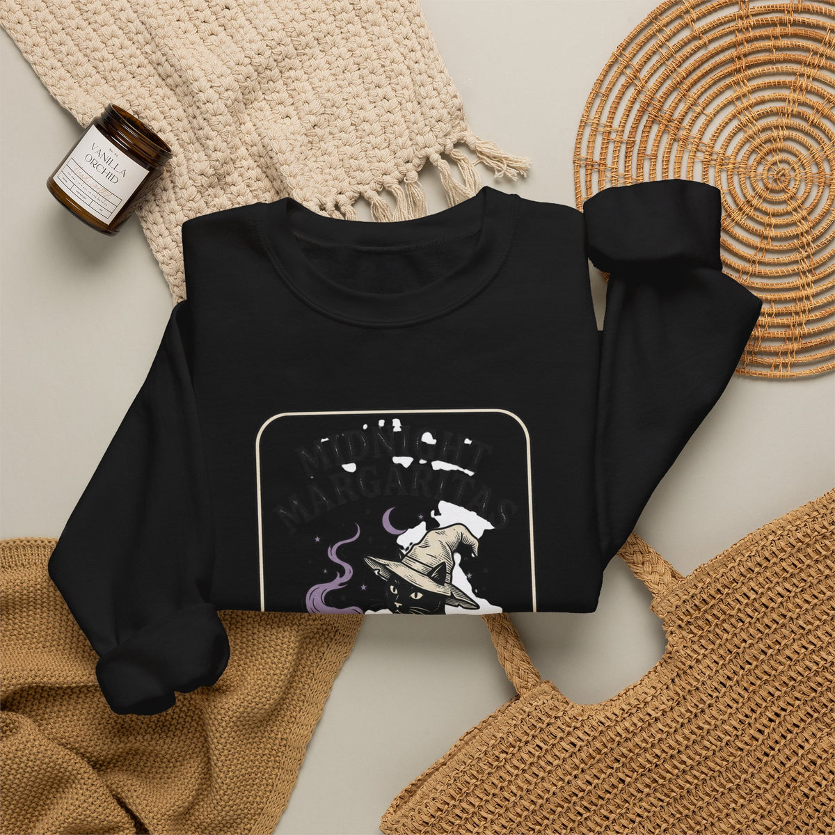 Midnight Margaritas witch cat illustration Sweatshirt | cocktail, occult