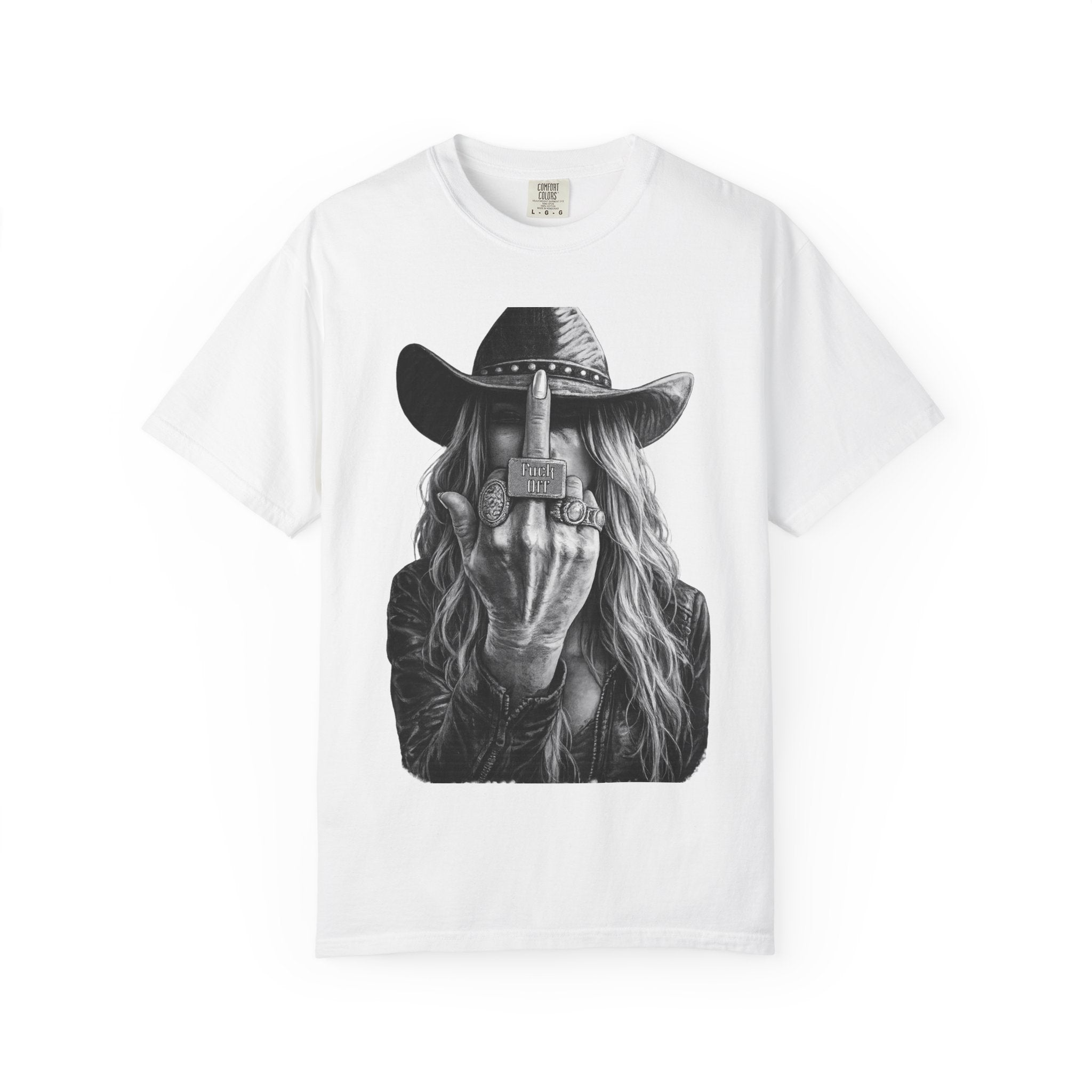 Outlaw Cowboy Middle Finger T‑Shirt — Rebellious Western Rock Tee