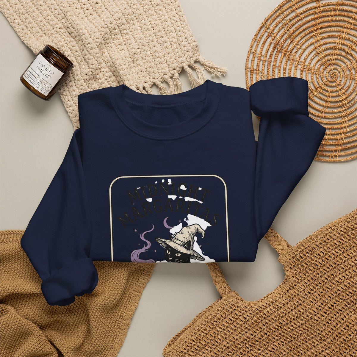 Midnight Margaritas witch cat illustration Sweatshirt | cocktail, occult