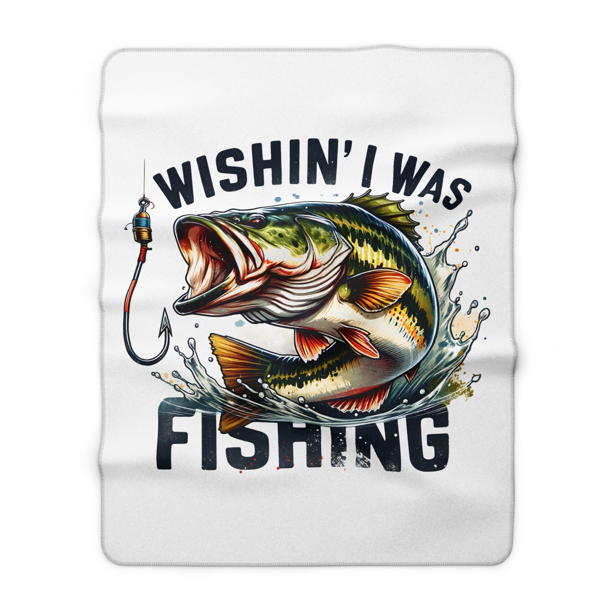 Wishin' I Was Fishing Sherpa Blanket — Cozy Fishing Throw for Anglers